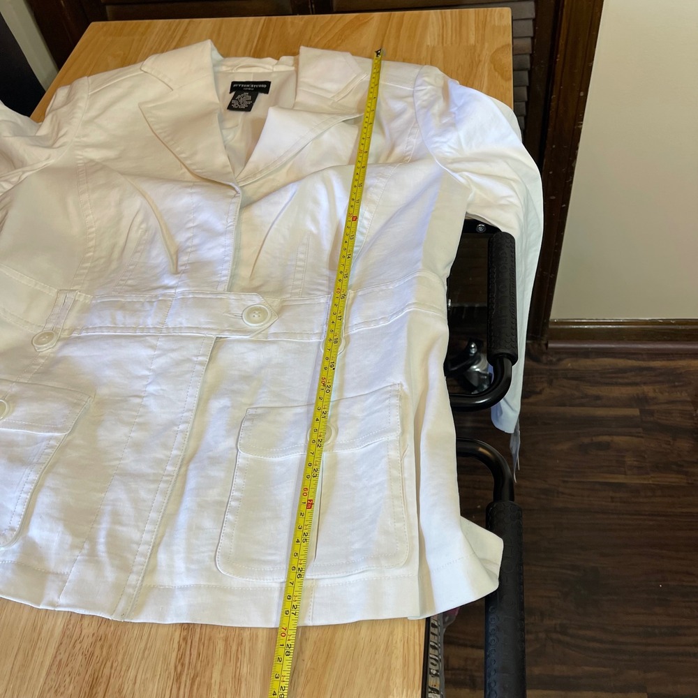 NEW Sutton Studio Womens White Linen Blend 2 Pc Pant Suit Blazer & Trousers 14 - Picture 5 of 16